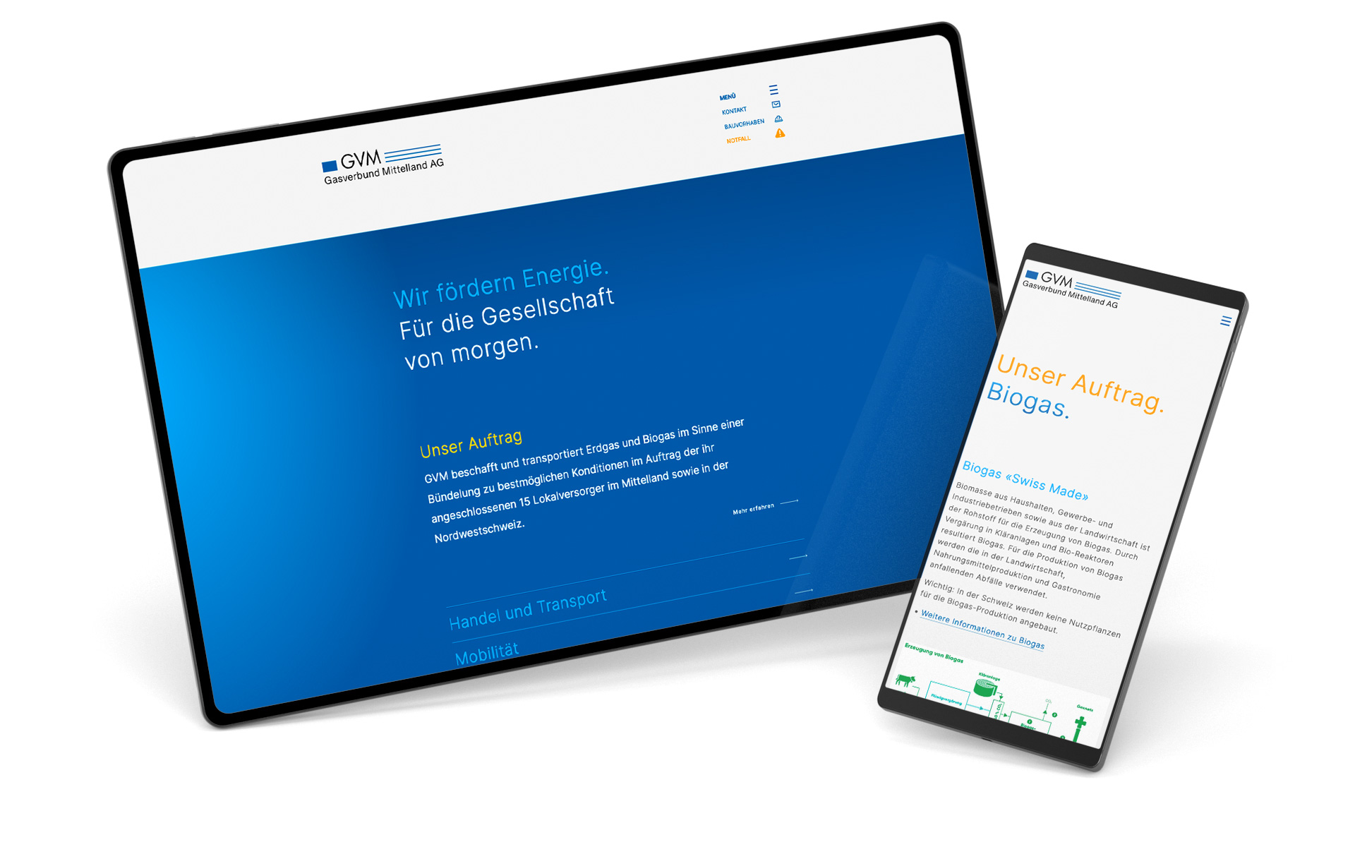 Responsive Website Gasverbund Mittelland AG